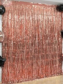 Cortina metálica brillante de oro rosa, decoración de fondo para fiesta de cumpleaños y despedida de soltera - Oro rosa - Ver 2