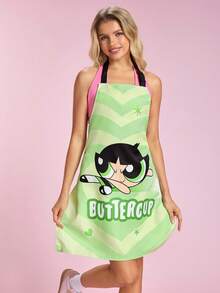 THE POWERPUFF GIRLS X SHEIN 1 PC  The Powerpuff  Girls  Apron, For Bake & Kitchen, Cleaning, Gifts - Green - View 1