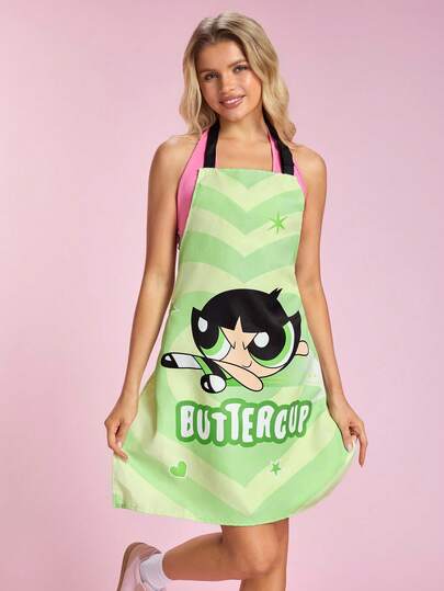 THE POWERPUFF GIRLS X SHEIN 1 件飞天小女警围裙，适用于烘焙、厨房清洁、馈赠