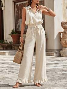 Balvessa Pantalones rectos de cintura elástica versátiles con estampado, pantalones anchos casuales y sueltos para playa y vacaciones para mujeres - Multicolor - Ver 8