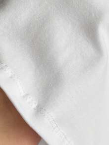 Tseoso 95%棉白色休閒極簡字母印花圖案圓領修身T恤，黑白配色，夏季，休閒，街頭風，城市度假，時尚，健身，辦公 - 彩色 - 查看 6
