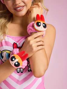 THE POWERPUFF GIRLS X SHEIN 1条柔软吸水头带，2条腕带，舒适方便，适合洗脸和沐浴。 - 粉色 - 查看 7