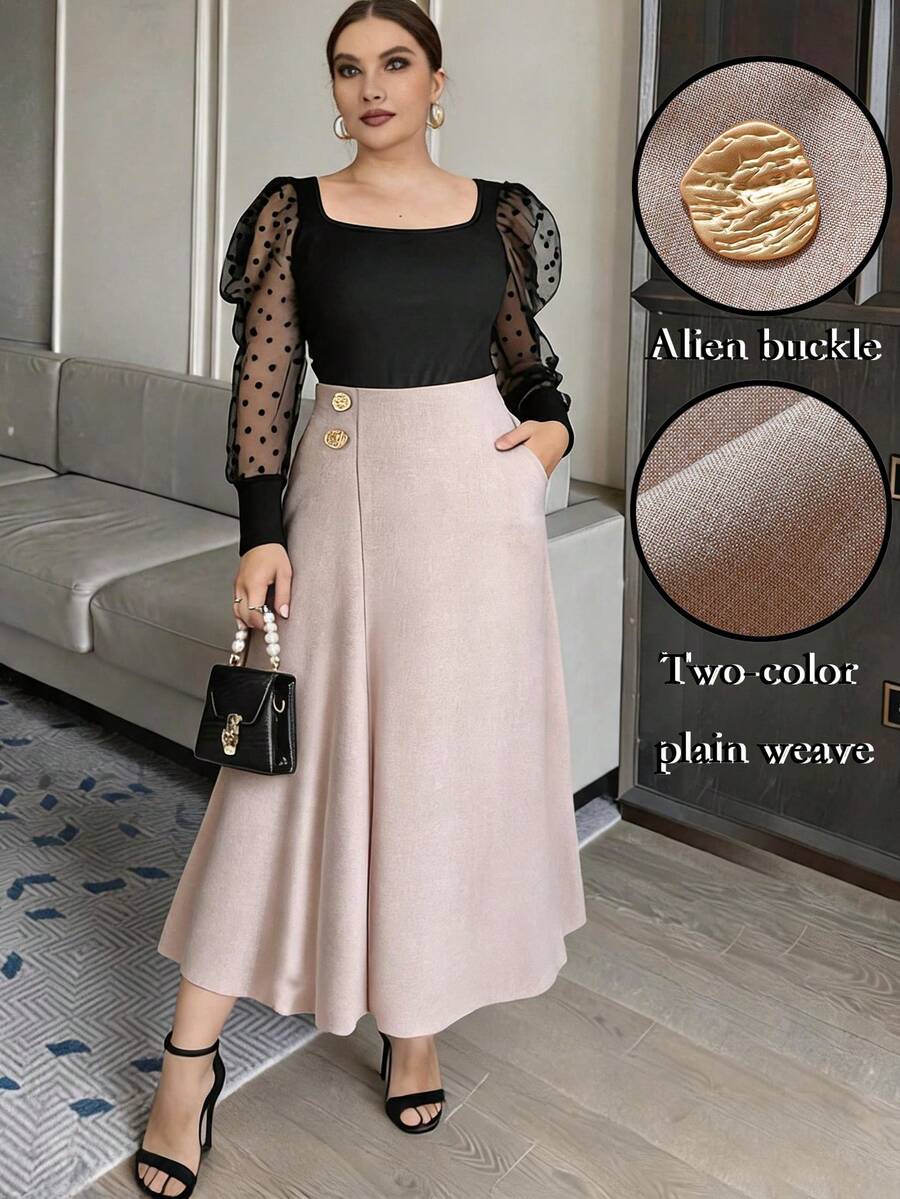 Modelyn Plus Size Solid Color Minimalist Design Elegant Summer Versatile Skirt