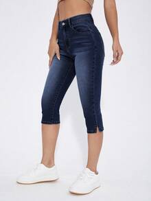 Selenza Quần lửng denim bó sát, co giãn, thời trang dành cho nữ, thích hợp cho mùa hè. - Màu xanh lam - Xem 6