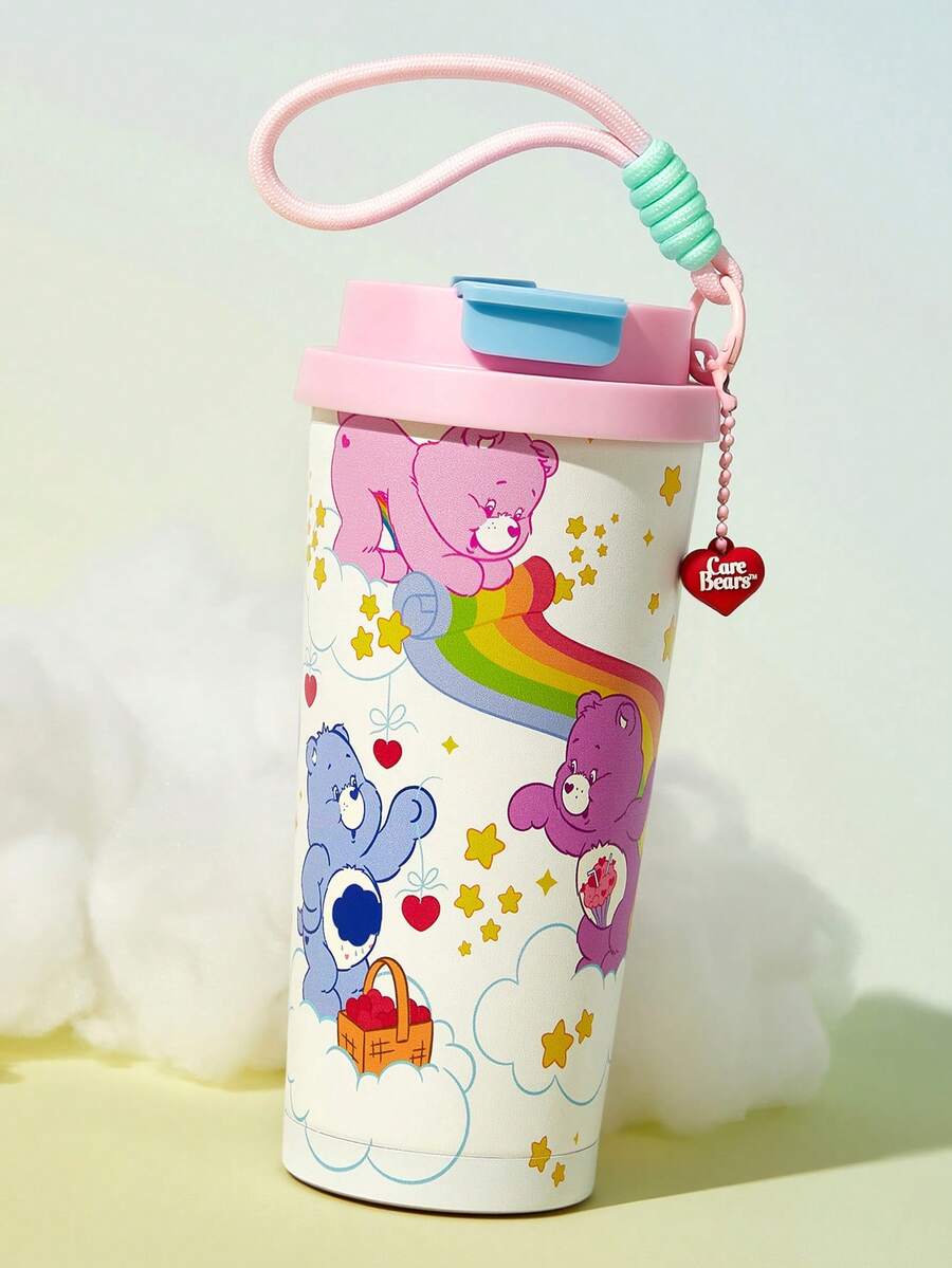 SHEIN X Care Bears 500ml /16 Oz 真空保溫不鏽鋼杯,1個防漏蓋,適用於熱飲/冷飲,適用於大多數杯架 - 粉色 - 查看 1