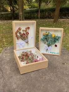 1个镂空干花装饰相框，DIY手工展示架，3D相框，适合节日和周年纪念日 - 彩色 - 查看 2