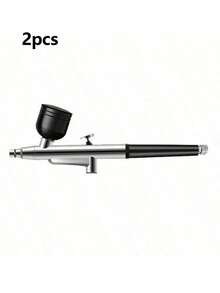 2Pcs Single Action Airbrush Kit, 0.3mm Nozzle With Metal Gas Can, High Pressure Atomizer Accessories Portable Moisture Spray Gun For Model Making Nail Art Car Painting Beauty DIY Crafts - Multicolor - View 12