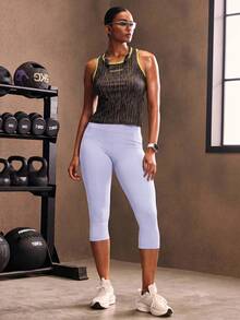 Powerista Women's Casual Solid Color High Waist Pocket Sports Leggings - Lilac Purple - View 6