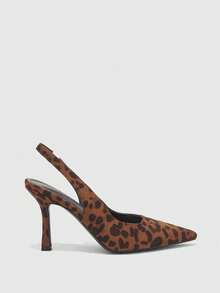 CUCCOO BIZCHIC Women's New Stylish High Heels, Leopard Print Color Block, Pointed Toe Slip-On Pumps, Versatile For Work, Commute, Holidays, Spring/Autumn, Elegant & Charming - Brown - View 2