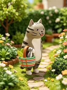 superFUNNYmarket 1/2/3Pcs Random Combination Japanese Style Cat Ornaments, Super Cute Cat Dalang And Miss Cat Design, Market Themed Doll Figures, Fun Boxed Desktop Decorations - multicolor - View 4
