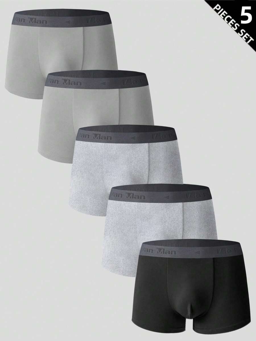 SHEIN 5 piezas/paquete Calzoncillos tipo bóxer para hombre - Multicolor - Ver 1
