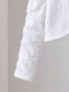 Chaqueta/abrigo de manga larga con mangas apiladas, estilo sencillo y lindo para bebé niña en otoño/invierno - Blanco - Ver 4