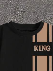 SHEIN Vacaura Young Boy King Graphic Tee And Cargo Pants Set, Fashionable Casual Outfit For Spring/Summer Occasions Like Parties, Festivals, Outdoor Activities - Multicolor - View 5