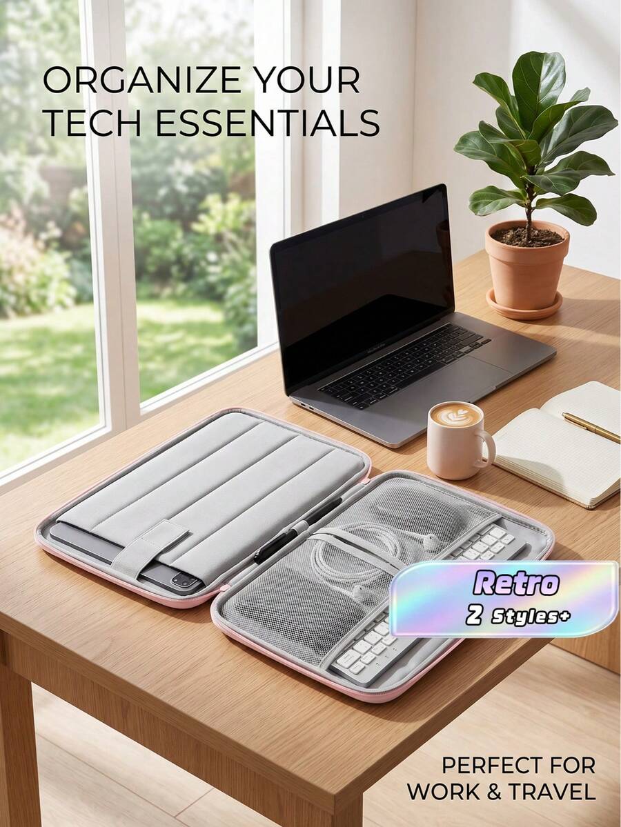 Tablet Sleeve Case / IPad Carrying Case Compatible With IPad , Kindle , Compatible With Samsung Galaxy And Android Tablets , Waterproof With Handle And Front Pocket (Pink) - Pink - View 1