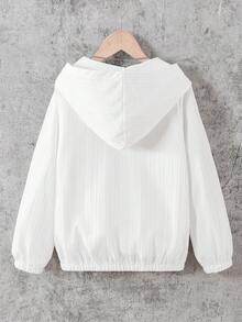 SHEIN Tween Boy Textured Striped Contrast Pocket Zip Front Long Sleeve Jacket - White - View 2