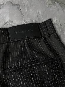 NEON BLANC 男士休闲条纹褶裥金属钩多功能裤 - 黑色 - 查看 7