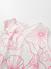 SHEIN Franclia Đầm chiffon in kỹ thuật số cổ tròn không tay mới năm 2026 dành cho nữ, kiểu dáng thanh lịch, thích hợp mặc ở nhà và mặc hàng ngày, thiết kế dây rút ở eo, phù hợp cho kỳ nghỉ biển. - Nhiều màu - Xem 4