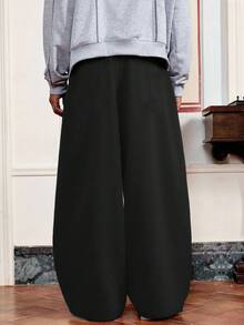 SWAVVY Men's Casual Sweatpants, Standard Size, Black, Plain Pleated - Black - View 2