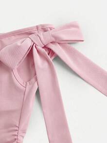 SHEIN 青少年女孩時尚優雅無袖不對稱領上衣，純粉色 - 粉色 - 查看 5