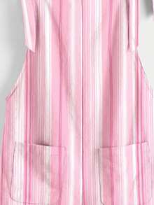 SHEIN EZwear 休闲简约度假粉色多巴胺条纹打结肩带口袋拼接连体裤，适合日常通勤、约会、派对、秋冬夏、圣诞节、新年、感恩节、派对、婚礼、海滩、毕业典礼、时尚、优雅、休闲、外出、约会、预订、通勤、闪亮、情人节、优雅、度假、休闲、Y2K、外出、毕业典礼等场合。 - 彩色 - 查看 3