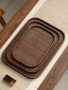 A Walnut Wood Tray With Handles, Used For Serving Food, Snacks, Drinks, Sushi, Steaks, Pizza, Desserts, Cakes, Bread, Breakfast Trays, Coffee Trays, Tea Trays, Charcuterie Boards, Halloween, And Ramadan - Maroon - View 7