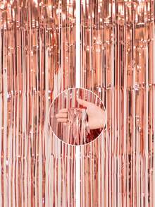 Cortina metálica brillante de oro rosa, decoración de fondo para fiesta de cumpleaños y despedida de soltera - Oro rosa - Ver 5