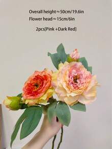 Zazumi 1支/2支/4支仿真玫瑰花，法国牡丹仿真花，家居客厅假花，餐桌摆饰，干花花束，肖邦花卉装饰 - 彩色 - 查看 15