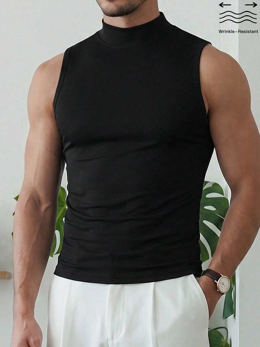 HUEFORM Men's Sleeveless Turtleneck Sweater Vest, Suitable For Home, Outings And Party Matching - Black - View 1