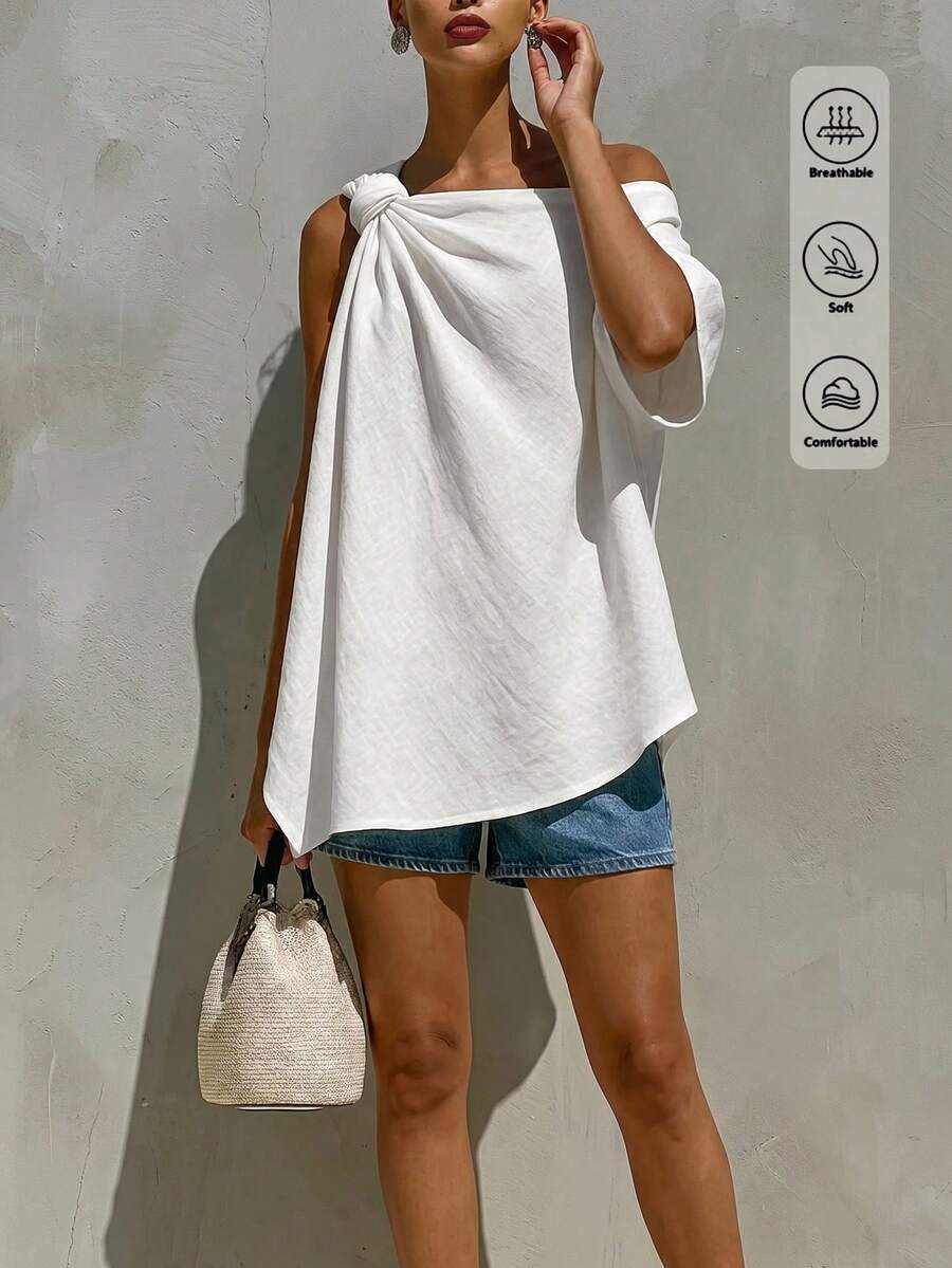 SHEIN Holidaya 女士襯衫 - 白色 - 查看 1