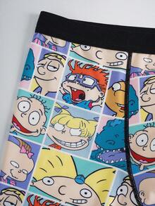 Nick 90s | SHEIN 1 buah Celana Dalam Boxer Anak Laki-laki Motif Kartun Seluruh Permukaan, Tema Animasi Retro - Hijau - View 3