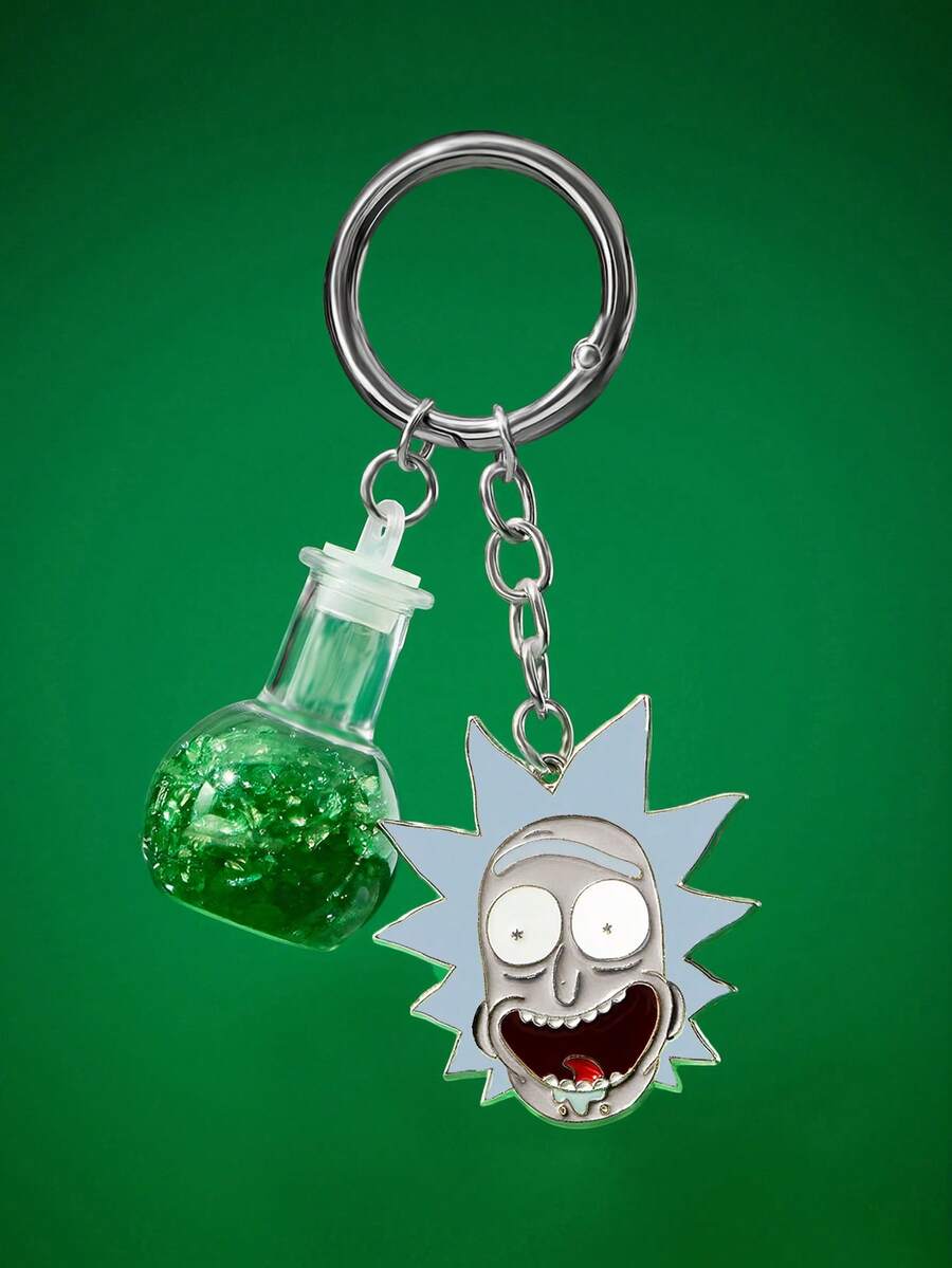 Rick and Morty X SHEIN 可爱卡通锌合金包包挂件、吊坠、纪念品、收藏品,适合作为礼物、钱包、书包、背包、汽车配件。 - 彩色 - 查看 1