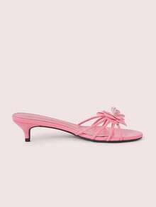 CUCCOO DOLLMOD French Style Elegant Commuter Comfortable Versatile Short Heel Round Toe Decal Kitten And Lady Open Toe Slippers Summer Shoes - Coral Pink - View 10