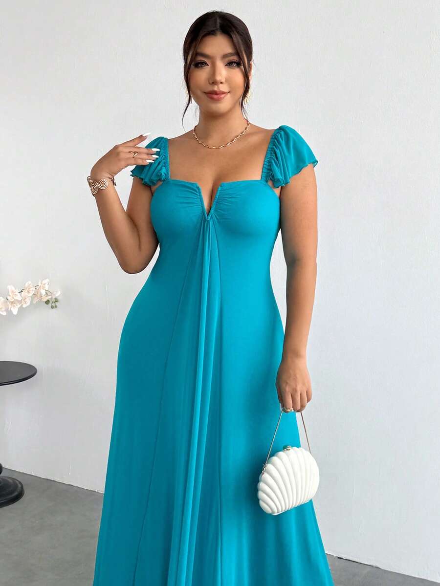 Firerie Plus Size Women's New Romantic V-Neck Strapless Cold Shoulder
