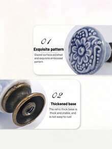 2/5pcs Drawer Knobs, Highly Attractive Cabinet Knob Pull Minimalist Handle , Stainless Steel Porcelain Ceramic Kitchen Cabinet Vintage Handle, Cabinet Bathroom Modern Door Handle,Kitchen Creative Drawer Furniture Hardware - multicolor - View 4