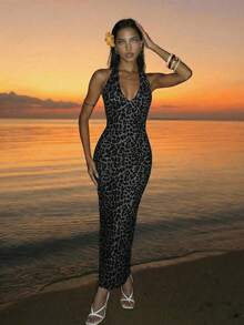 Firerie Women's Leopard Print Backless Bodycon Dress - Multicolor - View 2