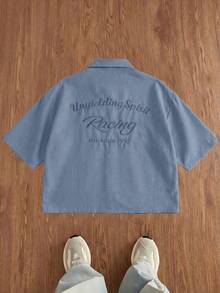 SWAVVY Men's Casual Shirt, Campus Style, Fashionable Versatile Daily Wear, Suitable For Dating, Family, Retro - Blue - View 2