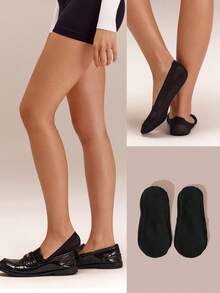 GLOWMODE 3 Pair Breathable Mesh Breezy Step No-Show Low-Cut Socks With Non-Slip Grips Summer Vacation Holiday Daily Casual Wear - Black - View 7