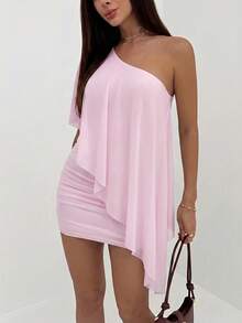 Aloruh Women's Solid Color Sleeveless Mini Dress, Suitable For Beach Vacation,Dresses For Women Summer - Baby Pink - View 6