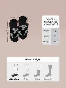 GLOWMODE 3 Pairs Invisible No-Show Socks Walk A Mile Soft Grip Daily Studio Workout Gym - Black stripes - View 7