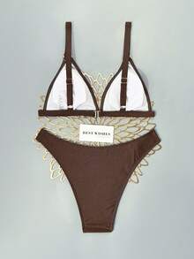 Swim Mod 2026 Spring/Summer Brown Shiny Adjustable Strap High Cut Round Ring Connecting 2 Pieces Bikini Swimwear For Women - Brown - View 2