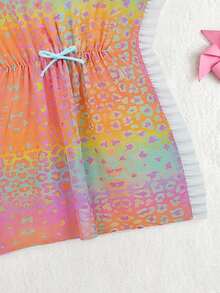 SHEIN Tween Girl Leopard Print Beach Cover-Up - Multicolor - View 5
