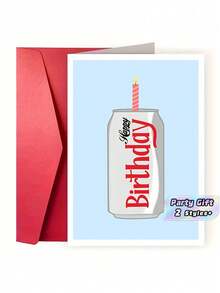 1pc Funny Diet Birthday Card With Can Design - Humorous Soda Lover Gift For Birthdays, Party Invitation & Celebration Greeting Card With Envelope, Perfect For Cola Enthusiasts, Birthday Party Decorations - Multicolor - View 1