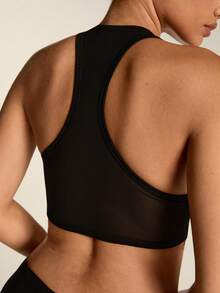 SHEIN BAE Solid Color U-Neck Sleeveless Fitted Casual Fitness Sports Tank Top, Summer - Black - View 2