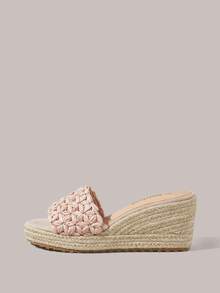 Styleloop Giày nữ, màu hồng nhạt, giày đế xuồng bằng dây gai dầu, sandal đế xuồng cao gót, giày bohemian giúp tôn chiều cao cho kỳ nghỉ. - Màu Hồng baby - Xem 3