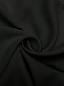 SHEIN LUNE 女士休闲纯色圆领荷叶边下摆无袖连衣裙 - 黑色 - 查看 7