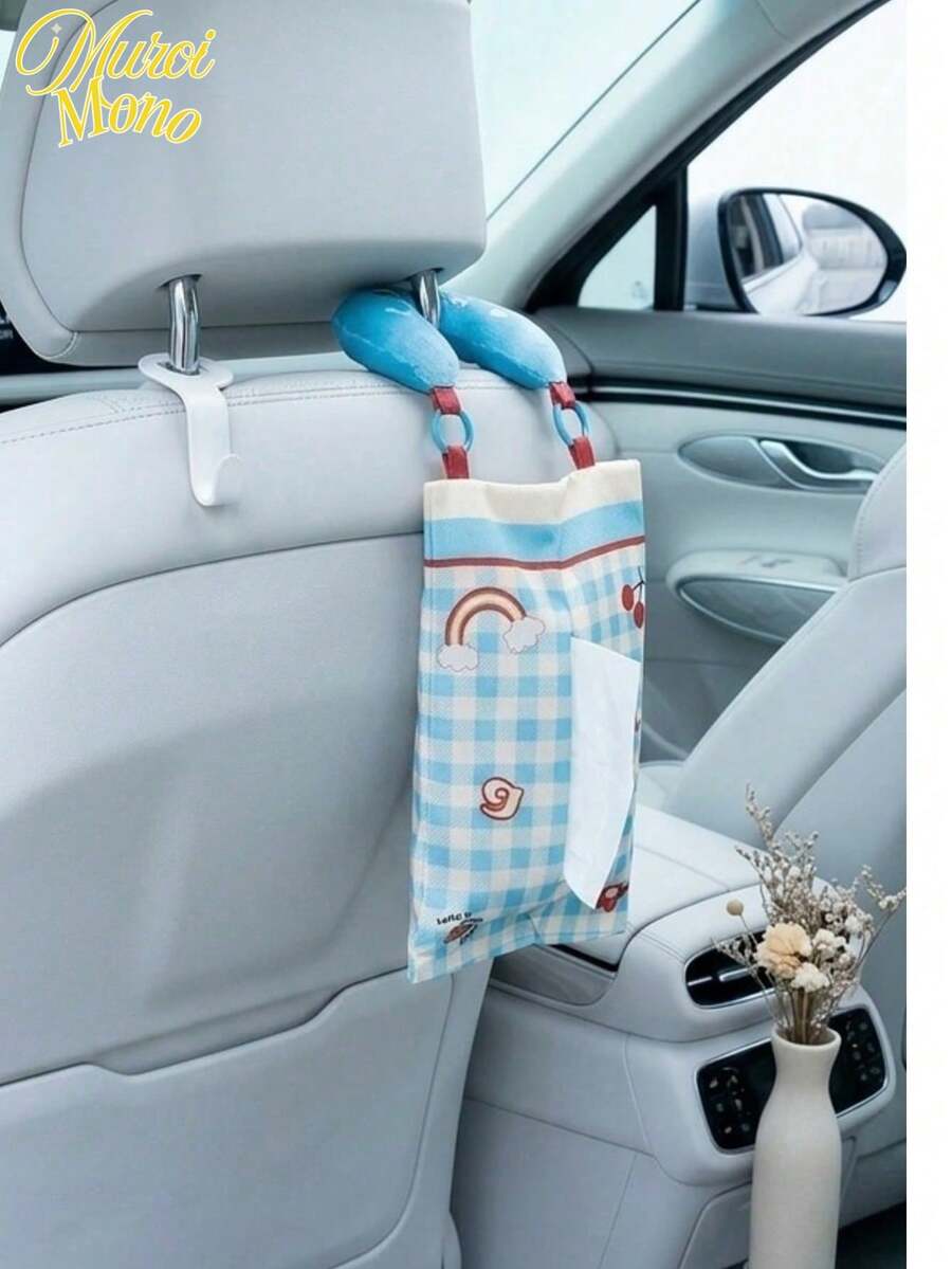 Zazumi 1 Portable Car Tissue Box, Multifunctional And Cute Dopamine Paper Box In The Car, Seat Storage, Hanging Tissue Storage Bag - Multicolor - View 1