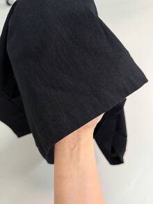 INAWLY Women's Casual Solid Color Shorts, Minimalist Style For Daily Wear And Commuting, Summer - Black - View 5