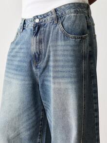 SWAVVY Men's Solid Color Minimalist Casual Jeans - Blue - View 4