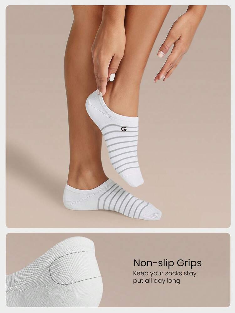 3 Pairs Invisible No-Show Socks Walk A Mile Soft Grip Daily Studio Workout Gym