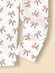 Set de 4 piezas de leggings elásticos de cintura sólida para bebé niña con gráficos de corazón y moño, pantalones y mallas en blanco y marrón para uso casual en otoño, vacaciones y primavera/verano - Multicolor - Ver 4